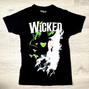 WICKED BROADWAY Play Womens T Shirt Black Witches Of Oz Top Short Sleeve Small S